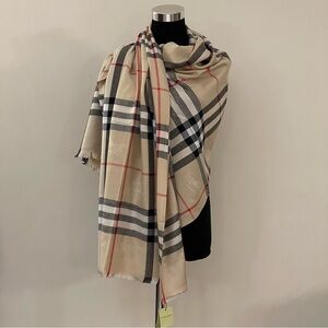 Chic Beige Plaid Nova Check Women's Burb*rry Style Scarf